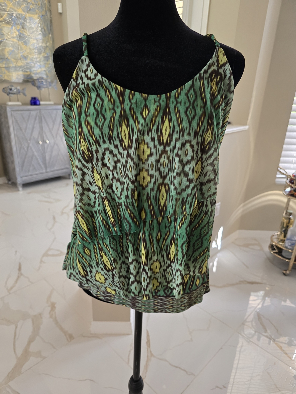 INC International Concepts Green Ikat-Print Spaghetti-Strap Camisole